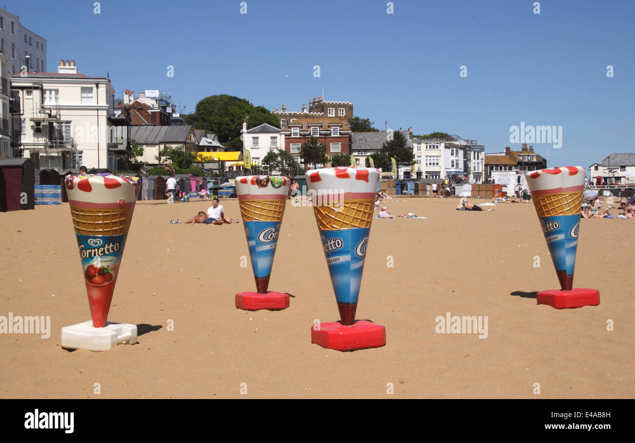 Ice cream adverts at Viking Bay Beach Broadstairs Kent Stock Photo Alamy