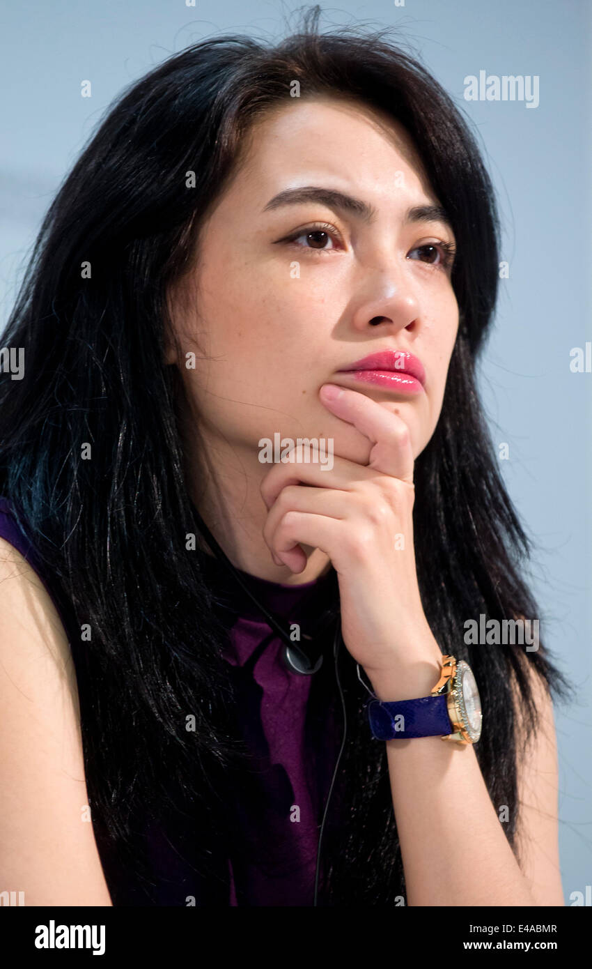Actress Aynur Niyazova is seen during a presentation of FrenchKazakh