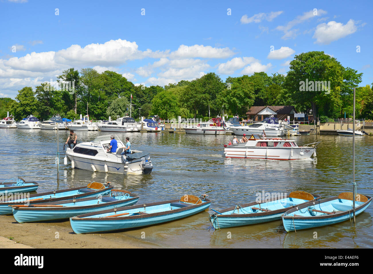 View across River Thames from East Molesey, Surrey, England, United Kingdom Stock Photo