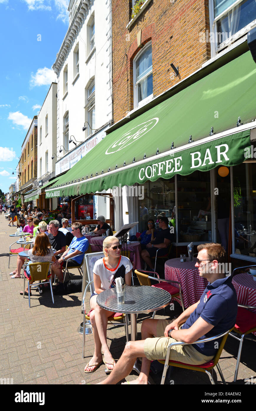 Pavement cafes, Bridge Street, East Molesey, Surrey, England, United Kingdom Stock Photo