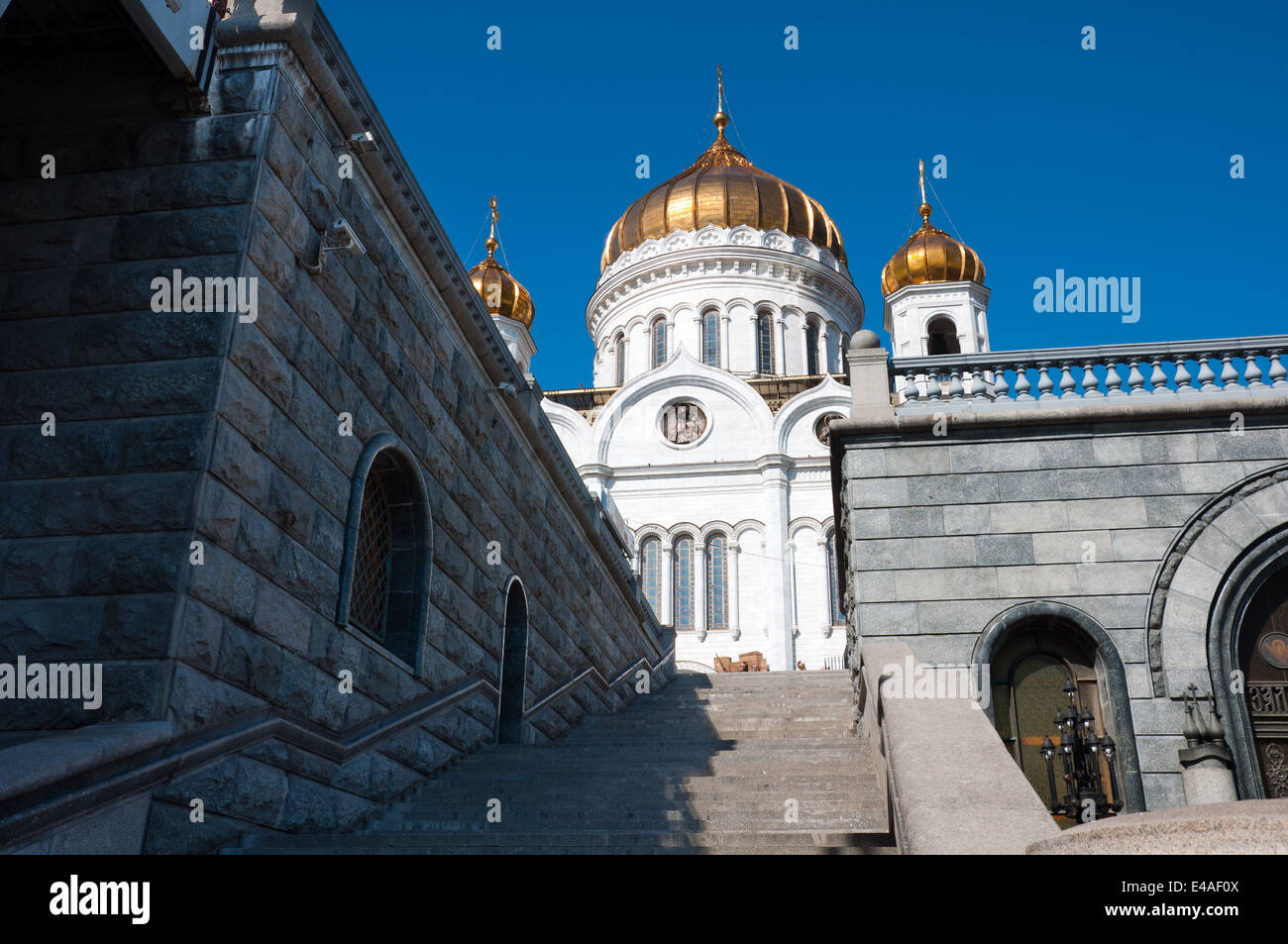 moscow Russia Orthodox Christianity church religion faith architecture Russian town city cathedral white dome gold majestic maje Stock Photo
