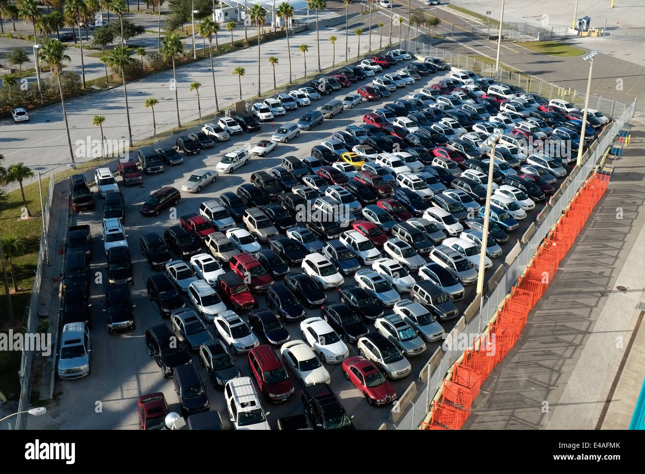 Parking Lot Tampa Cruise Port Florida passengers cars Stock Photo