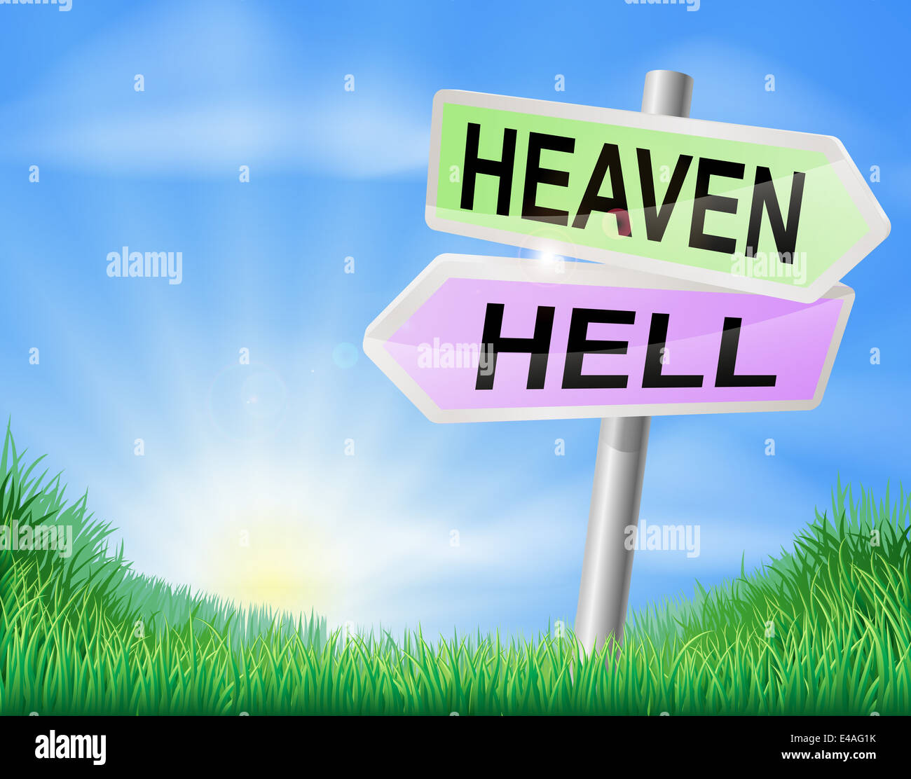 Heaven or hell sign concept with a choice to make Stock Photo