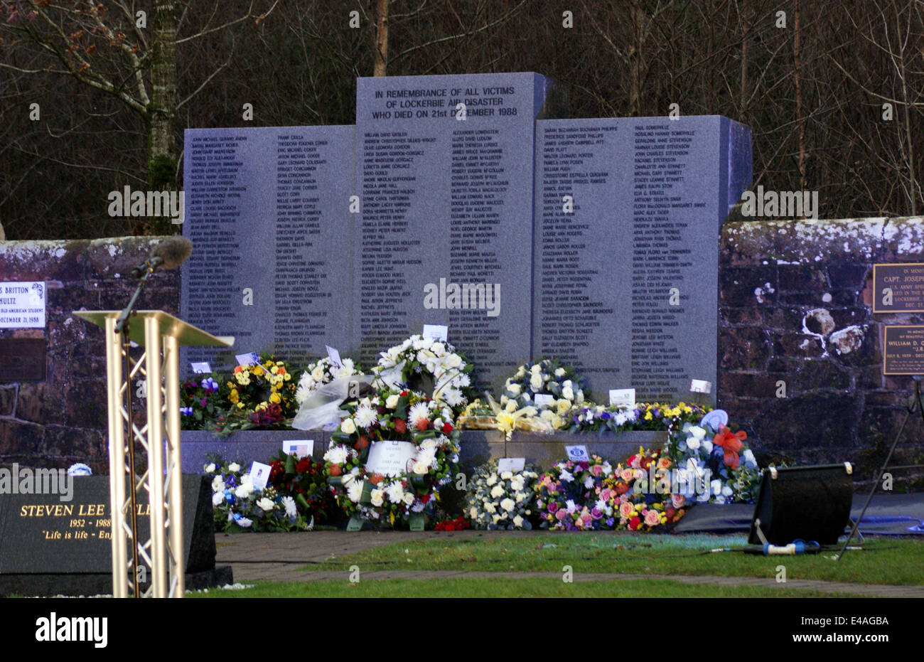 Just before the 25th Anniversary  Memorial service for the Lockerbie Air Disaster at the Garden of Remembrance in Lockerbie Stock Photo