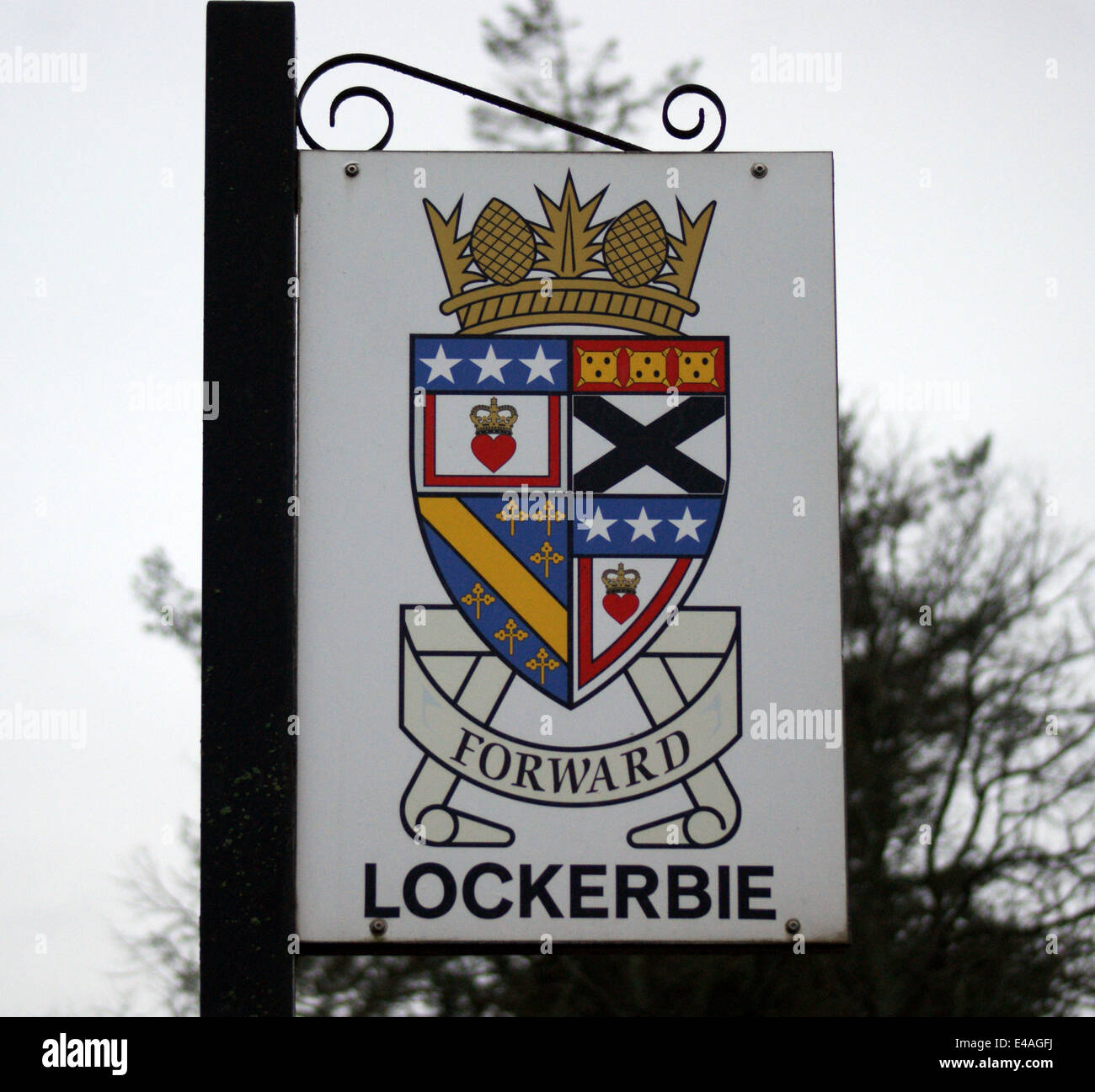 Lockerbie town sign Stock Photo