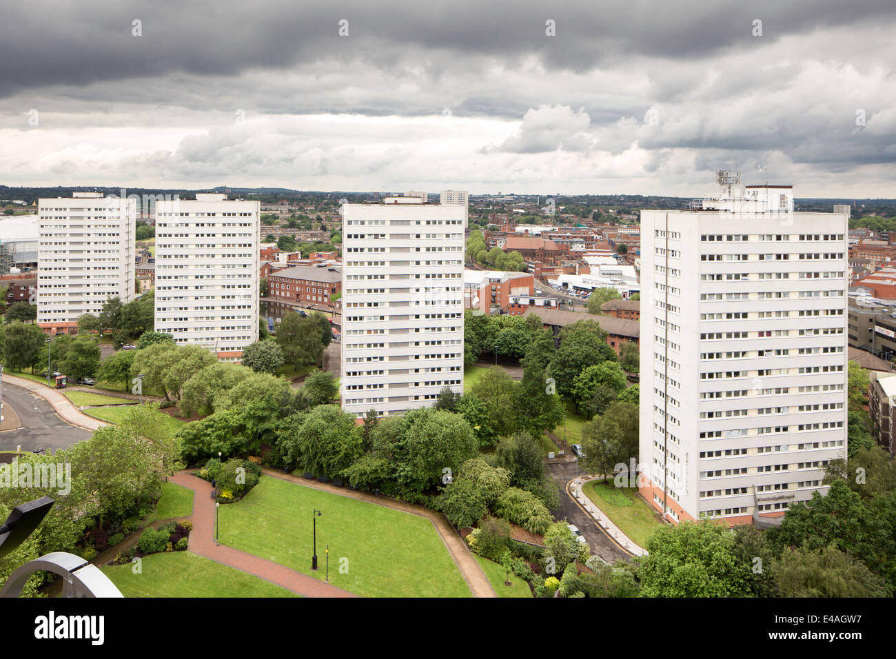 High rise Flats near Birmingham city center, Birmingham, England, UK Stock Photo
