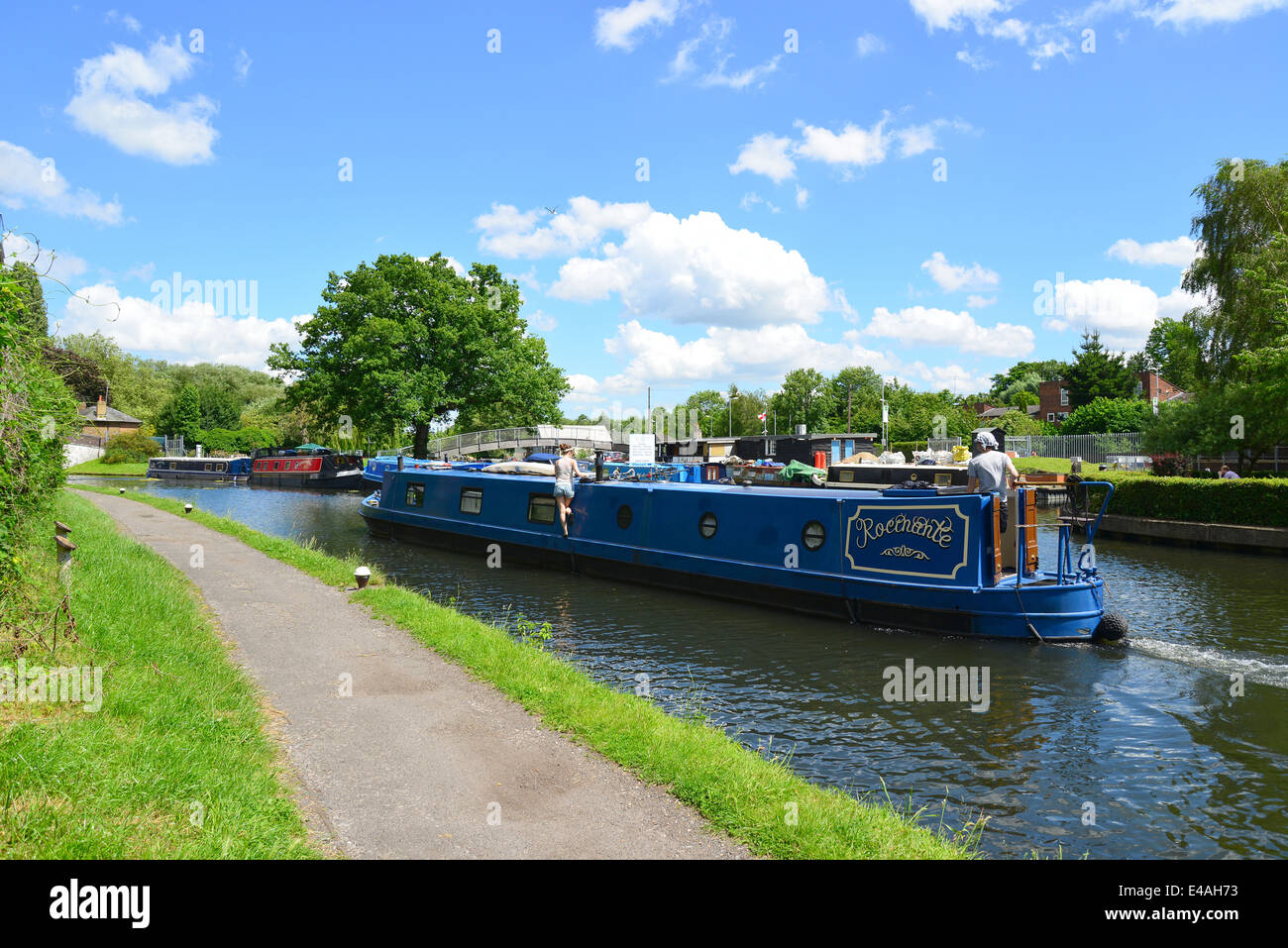 Narrow boat on The Grand Union Canal, Uxbridge, London Borough of Hillington, Greater London, England, United Kingdom Stock Photo