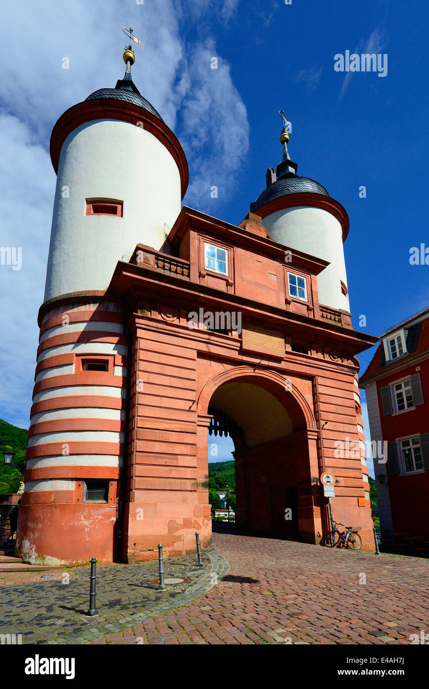 Archway Old Bridge Heidelberg Germany DE Europe Neckar River Stock