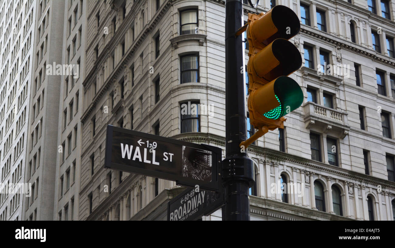 Wall Street sign in Manhattan, New York Stock Photo