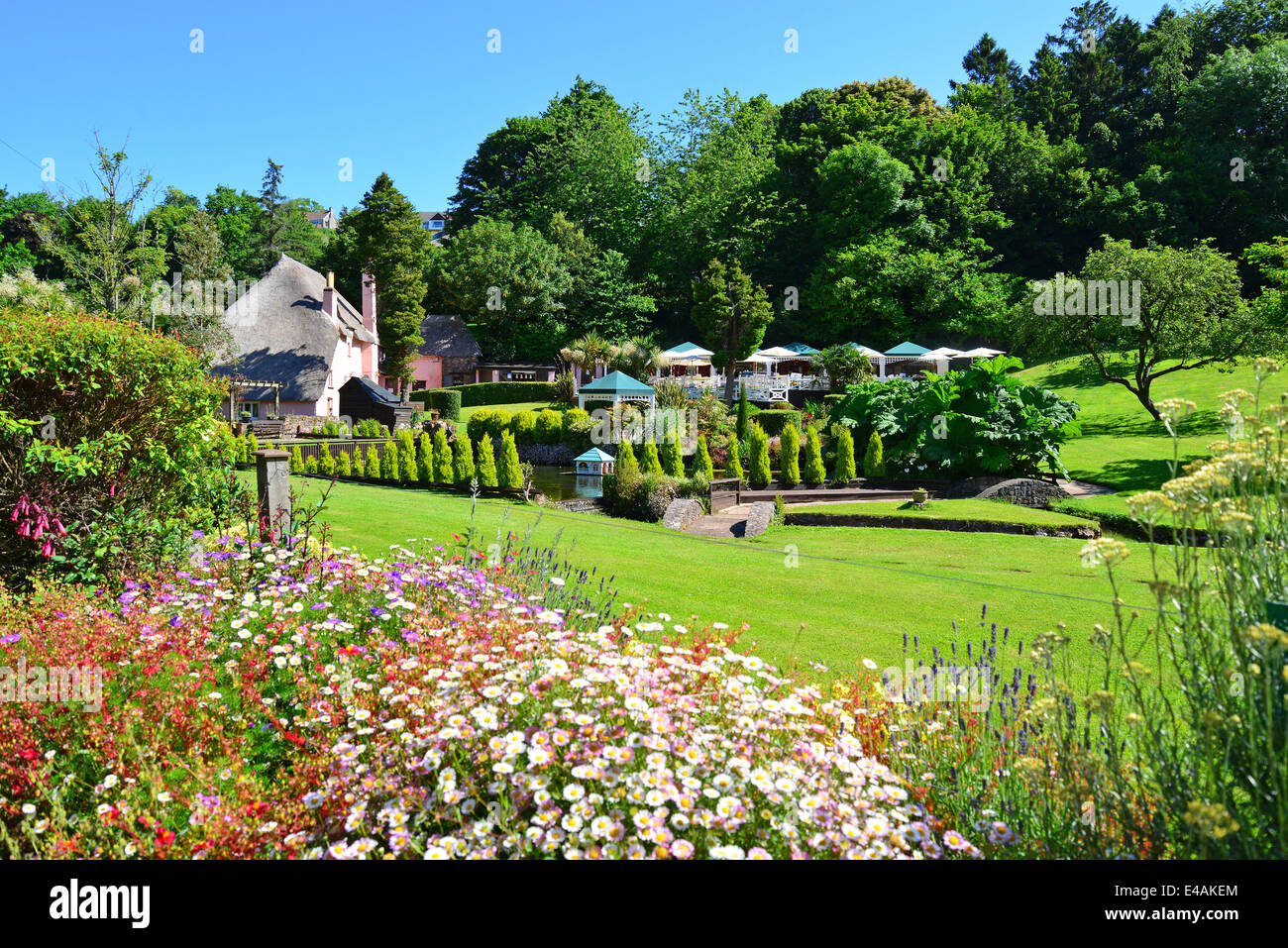 Rose Cottage tea gardens, Cockington Village, Torquay. Devon, England