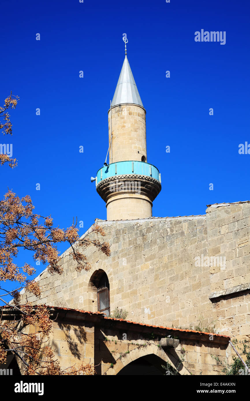 The Islamic Omeriye Mosque in Nicosia with its minaret, Cyprus, which is one of only two mosque in the south of the divided city Stock Photo
