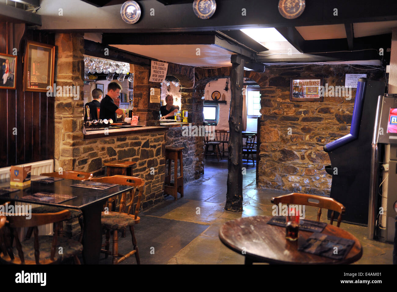 Interior of pub 'Trewern Arms' in Nevern, Pembrokeshire, Wales, UK Stock Photo