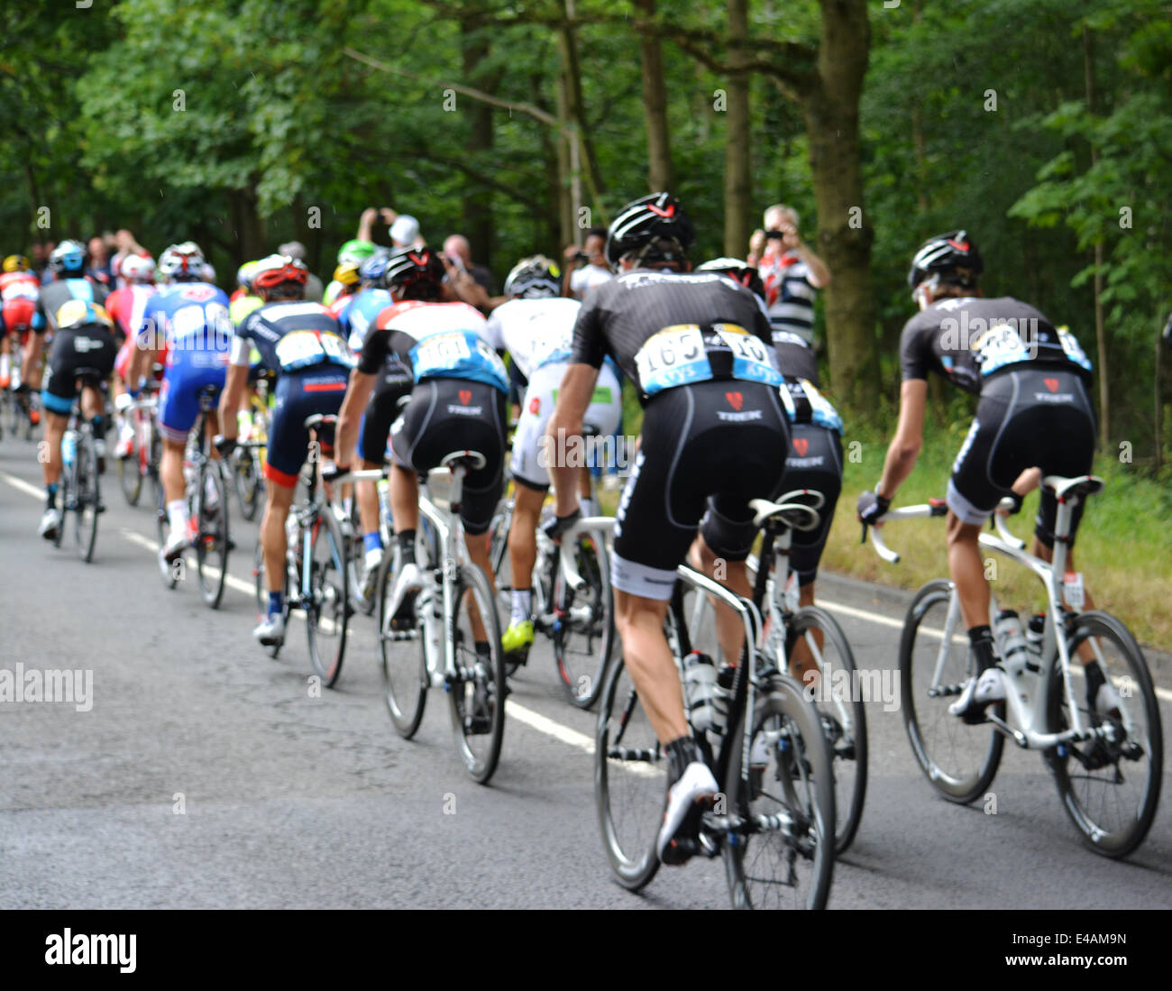 Epping, UK. 07th July, 2014. Tour de France 2014 from Cambridge to London. Participants enter into Epping, Essex on their way to London. 7th July 2014. Credit:  doniphane dupriez/Alamy Live News Stock Photo