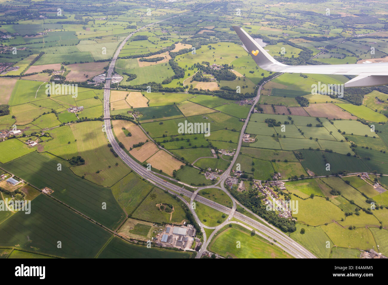 A motorway from theair taking off from Manchester airport, UK Stock ...