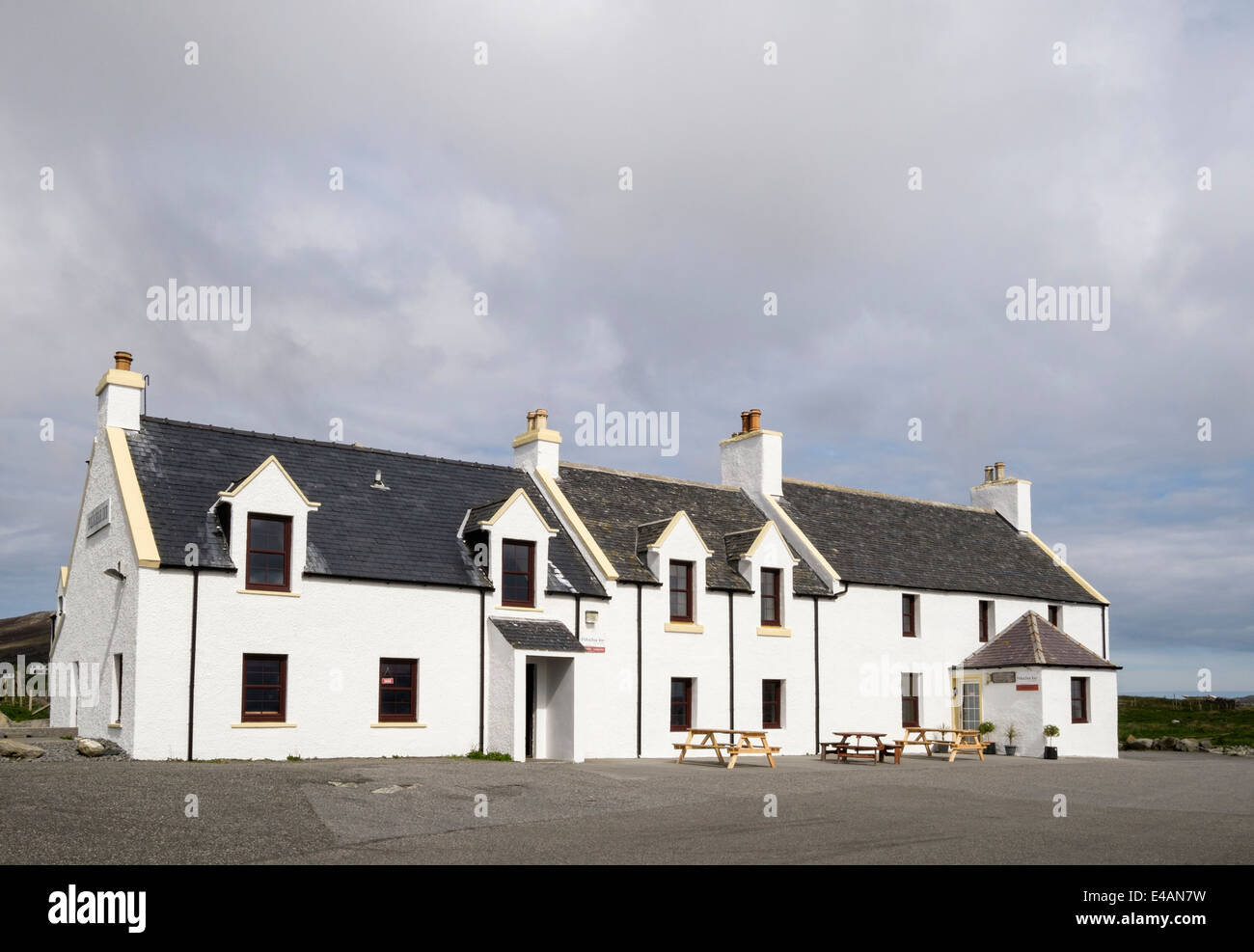 Polochar Inn pub and hotel front. Pol a Chara, South Uist, Outer Hebrides, Western Isles, Scotland, UK, Britain Stock Photo