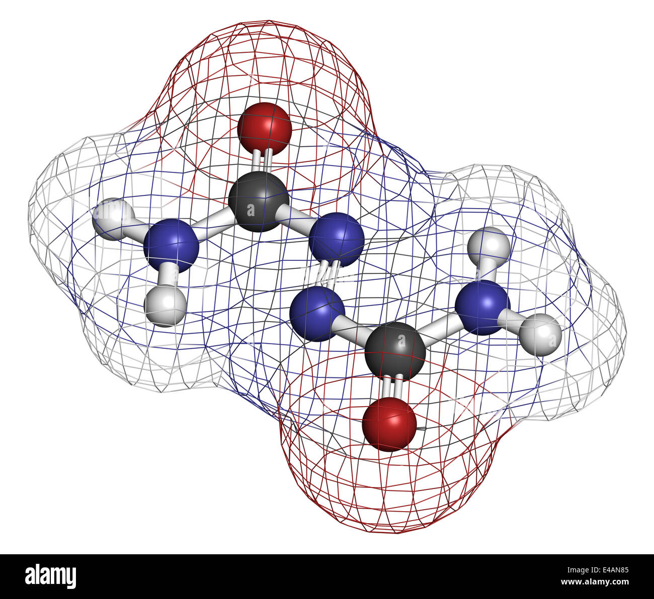 Azodicarbonamide food additive molecule. Used in bread production as flour improving agent and