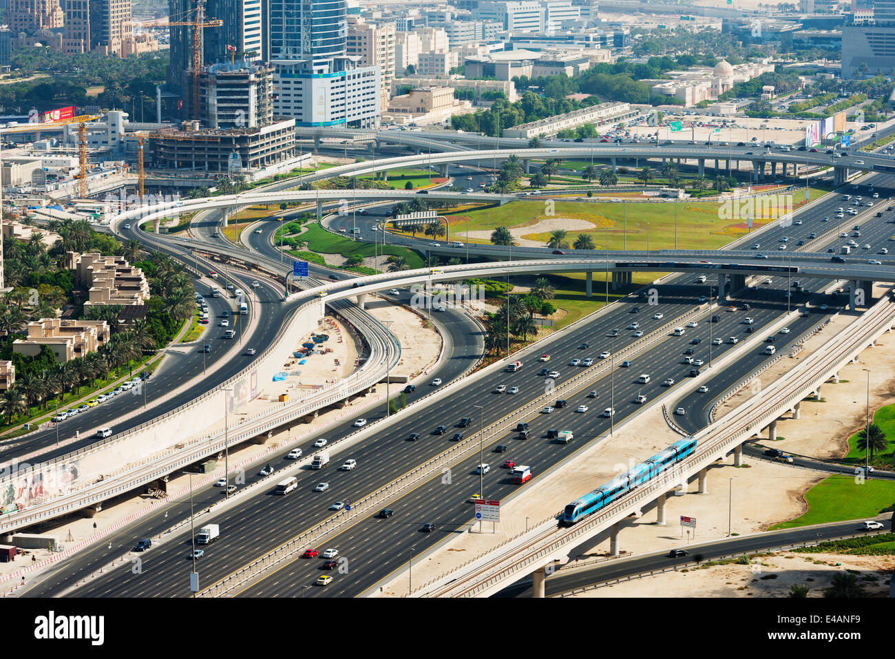 Middle East, United Arab Emirates, Dubai, highway and flyovers Stock Photo
