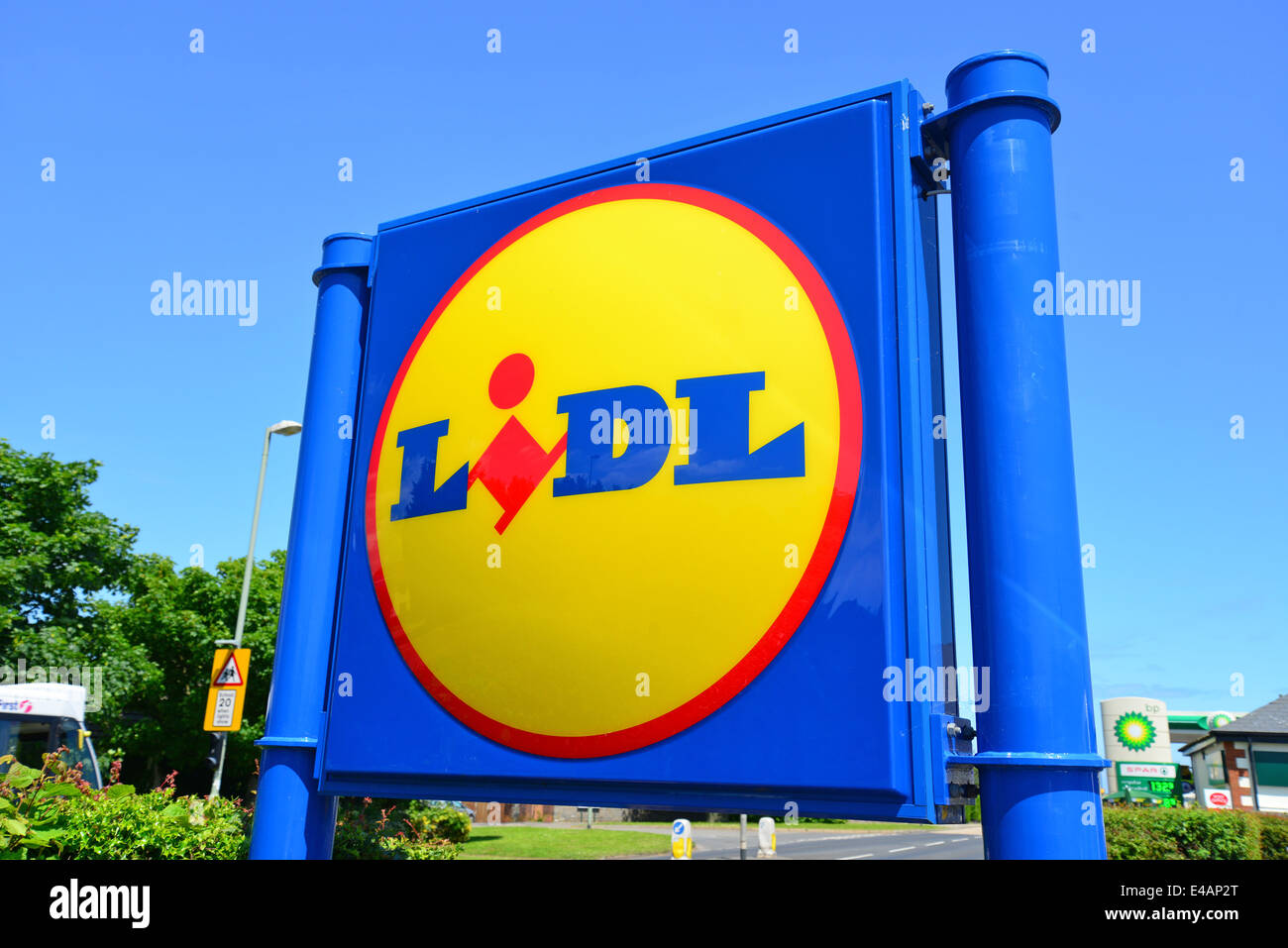 Lidl Supermarket sign, Townstal Road, Dartmouth, Devon, England, United
