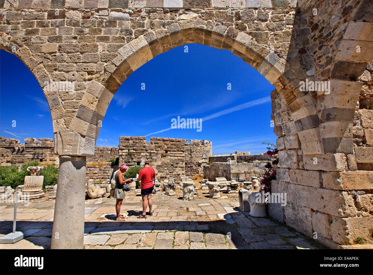Inside the castle of Neratzia (or 'Nerantzia'- Castle of the Knights), Kos town, Kos island, Dodecanese, Aegean sea, Greece. Stock Photo