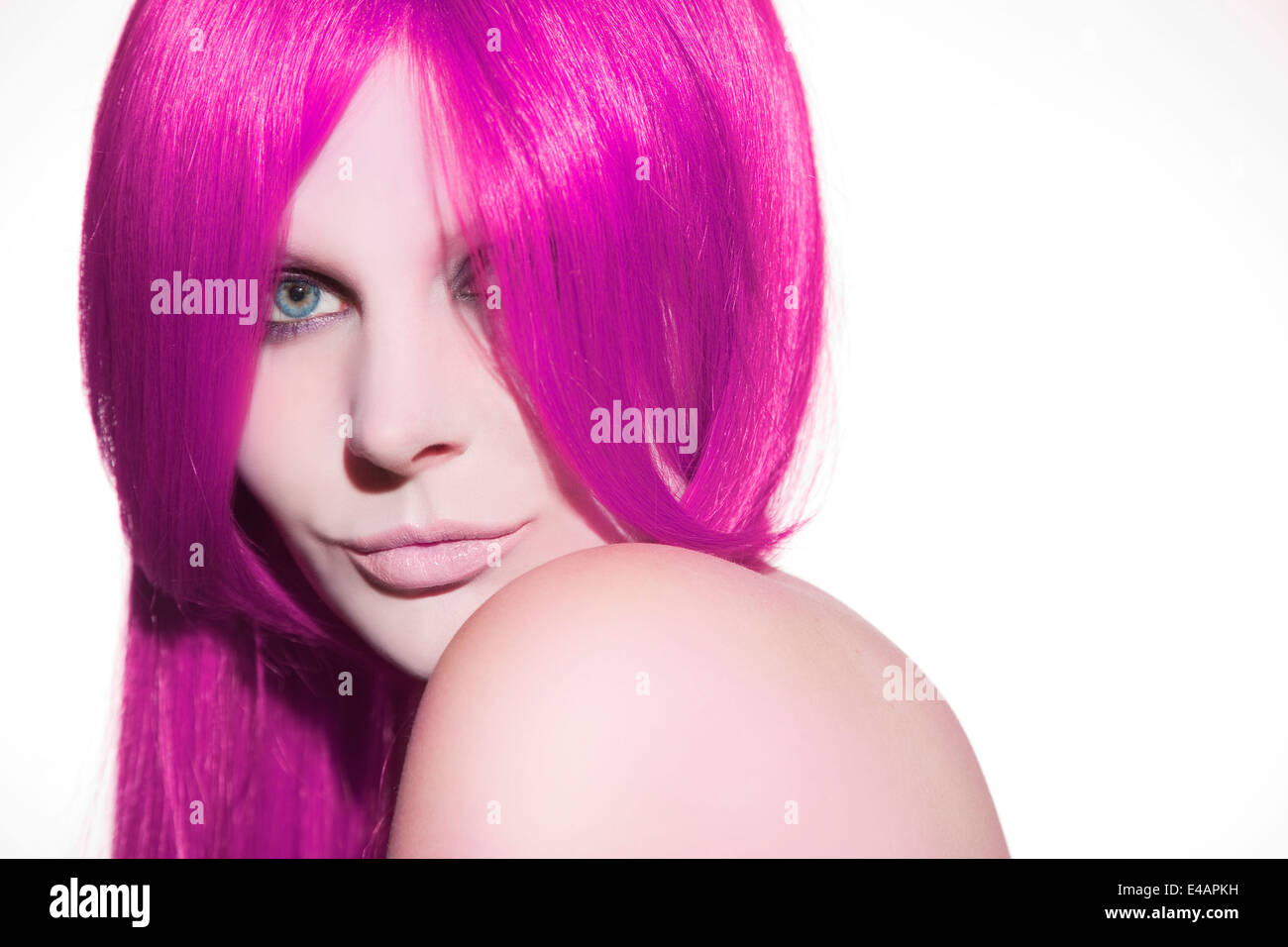 Beautiful woman with pink hair Stock Photo - Alamy