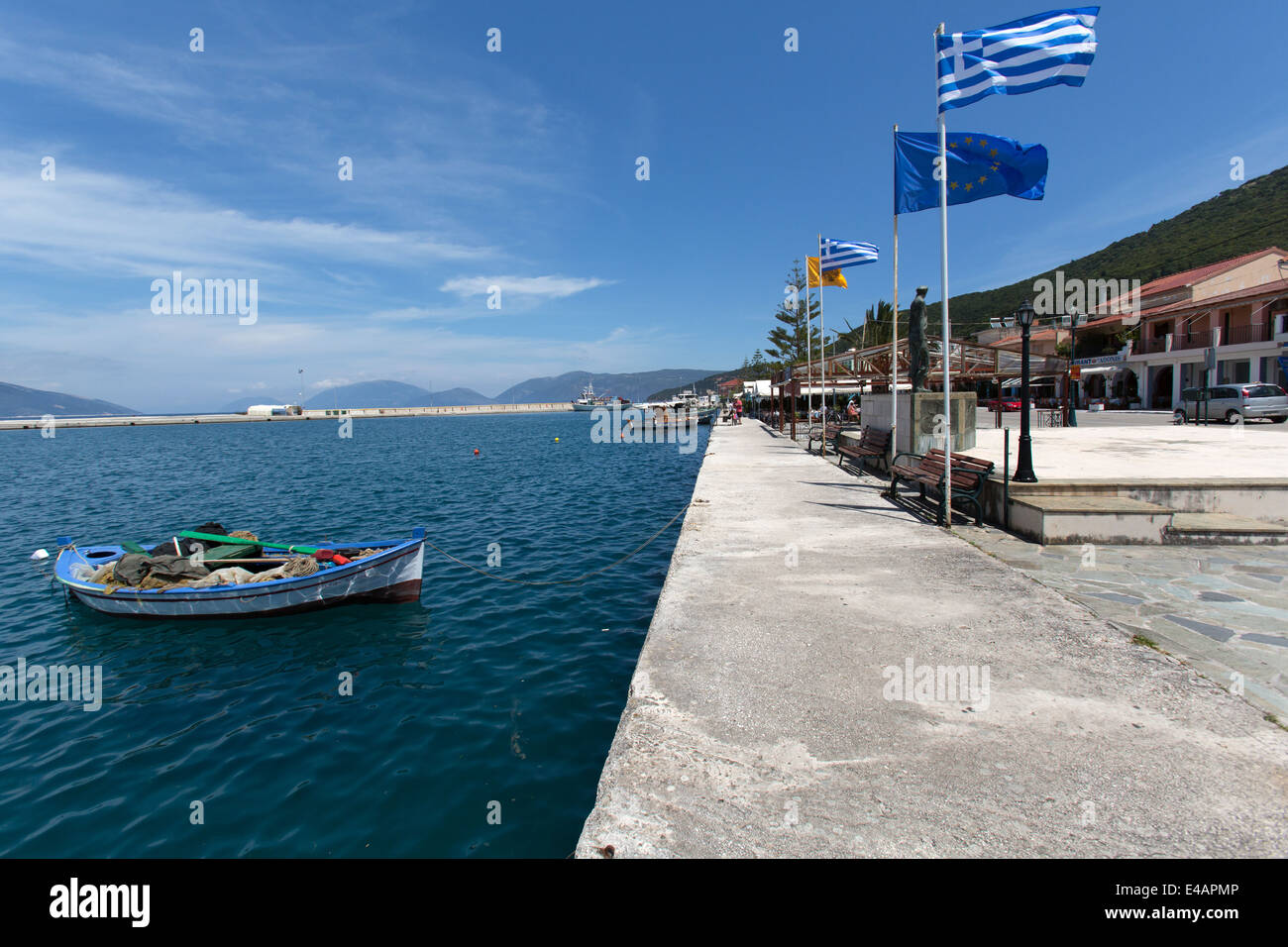 Town of Sami, Kefalonia. Picturesque view of traditional Greek fishing ...
