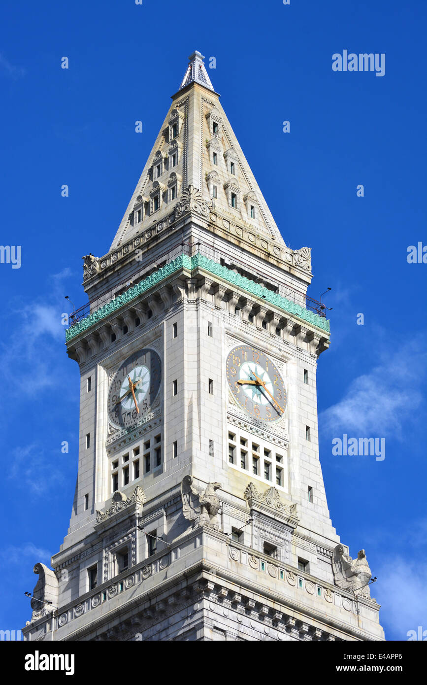 The top of the Custom House Tower in downtown Boston Stock Photo Alamy
