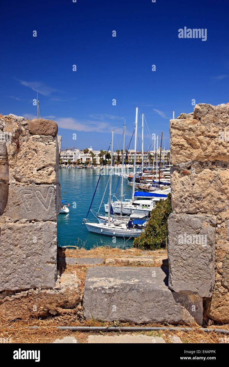 View of the old port of Kos town from the castle of Neratzia. Dodecanese, Aegean sea, Greece. Stock Photo