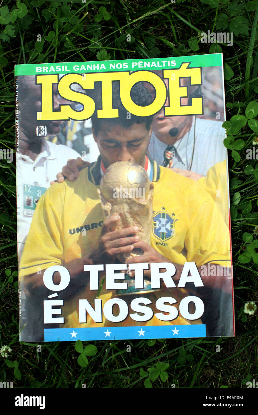 The cover of Brazilian Istoe magazine 20th July 1994 after Brazil won the World Cup for the fourth time. Stock Photo