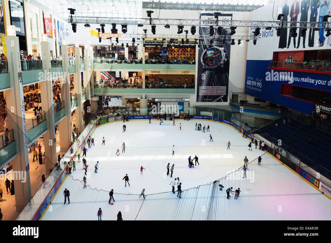 Middle East, United Arab Emirates, Dubai, Dubai Mall ice rink Stock