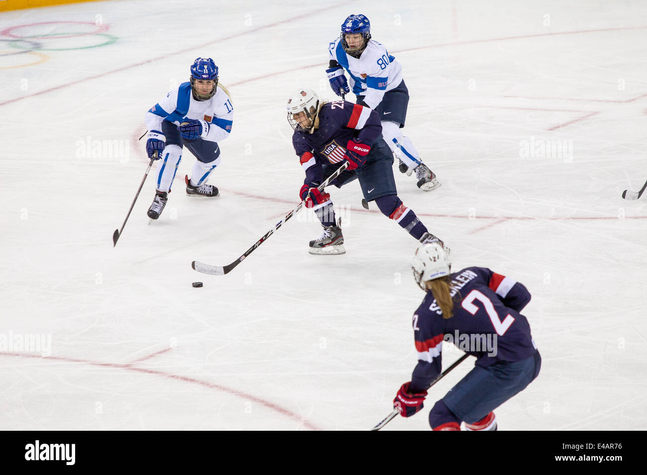 Amanda Kessel Usa During Ice Hockey Game Vs Fin At The Olympic Winter Games Sochi 2014 Stock 