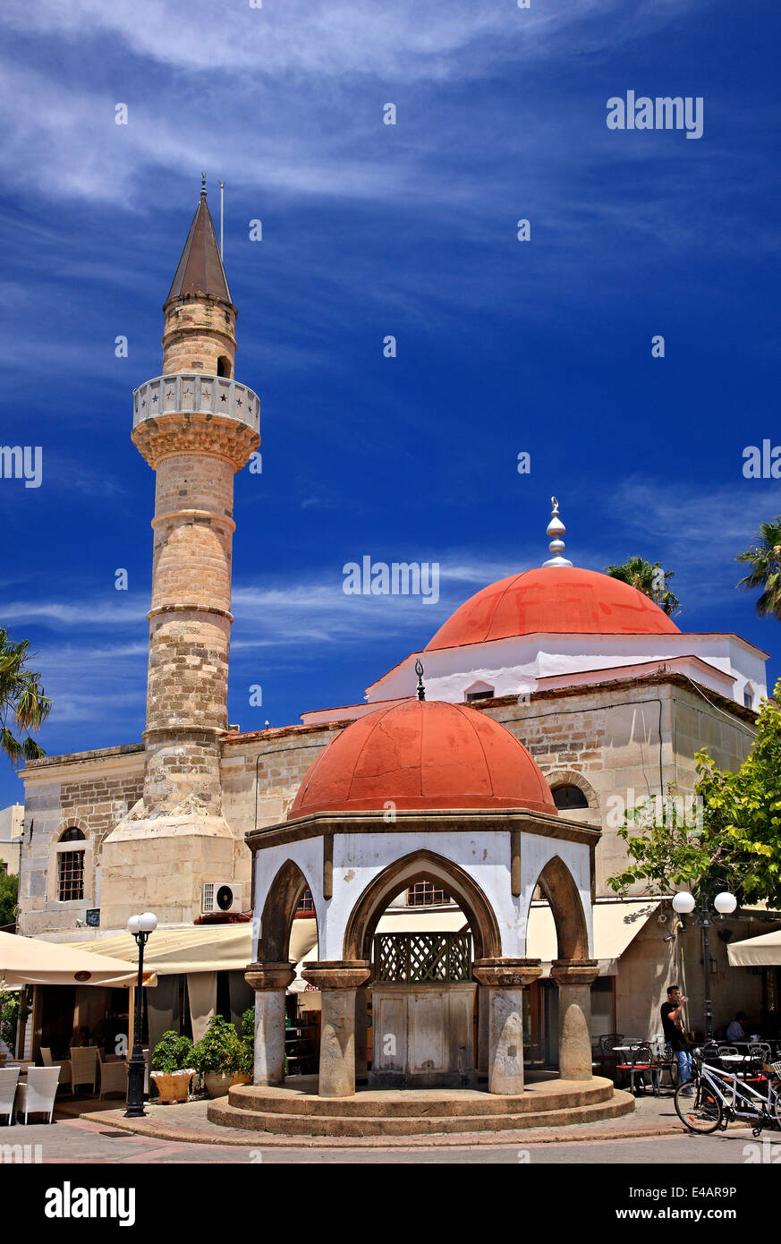 The Defterdar mosque at Eleftherias square, Kos town, Kos island, Dodecanese, Aegean sea, Greece. Stock Photo