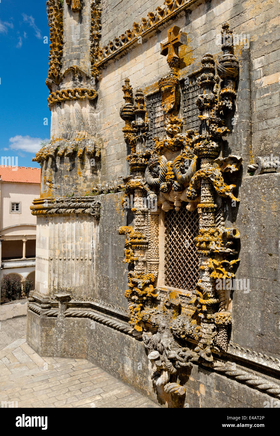 Central Portugal, the Ribatejo, Tomar, the manueline chapter house window in the Convento de Cristo convent (the janela do Capítulo) Stock Photo