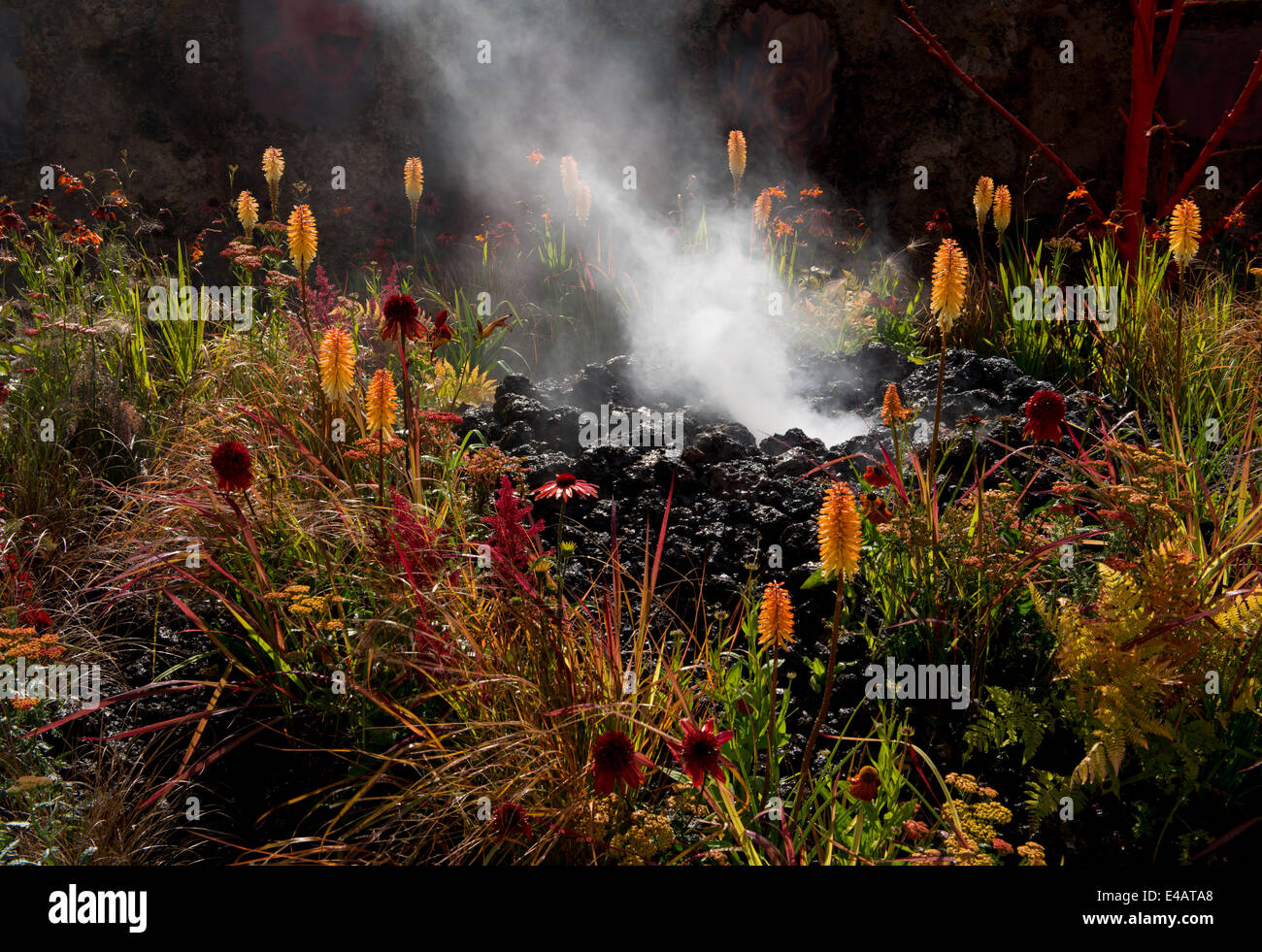 Hampton Court Palace, Surrey, UK. 07th July, 2014. The Wrath-Eruption of Unhealed Anger Garden  in the Conceptual Gardens Category at the Hampton Court Palace Flower Show 2014 in East Molesey, Surrey, Uk Credit:  Ellen Rooney/Alamy Live News Stock Photo