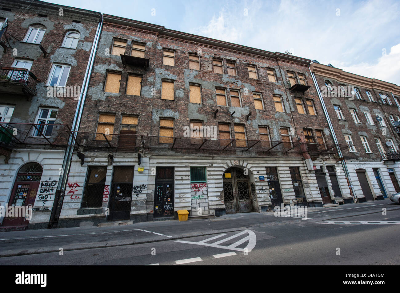 Old and neglected town houses on Chmielna Street in Warsaw, Poland Stock Photo Alamy