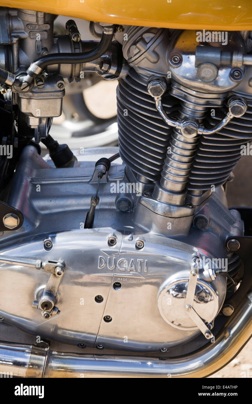 Engine of a Ducati Motorcycle Stock Photo