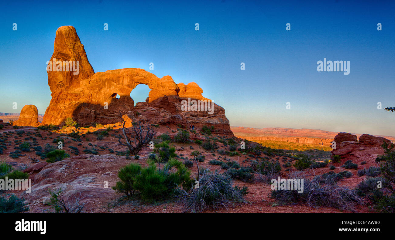 Turret Arch, Arches National Park, Utah shortly after dawn (HDR) Stock Photo