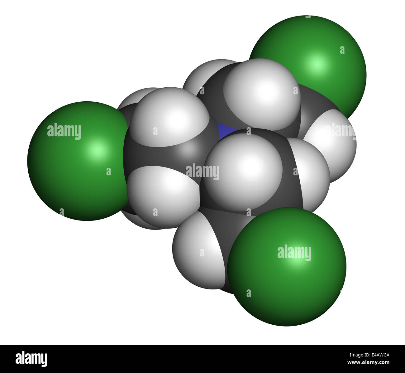 Nitrogen mustard HN3 molecule. Used as blister agent (chemical warfare