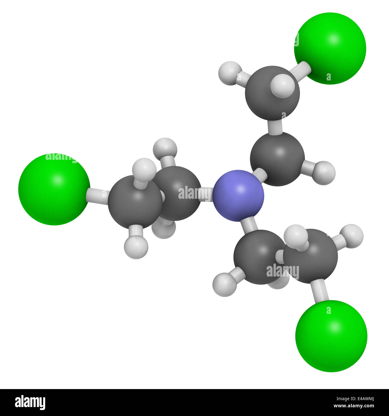 Nitrogen mustard HN3 molecule. Used as blister agent (chemical warfare