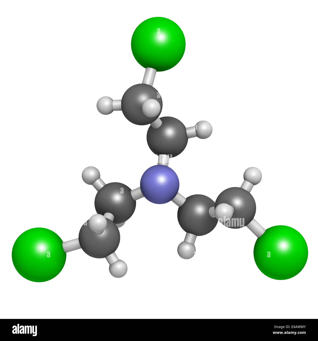 Nitrogen mustard HN3 molecule. Used as blister agent (chemical warfare