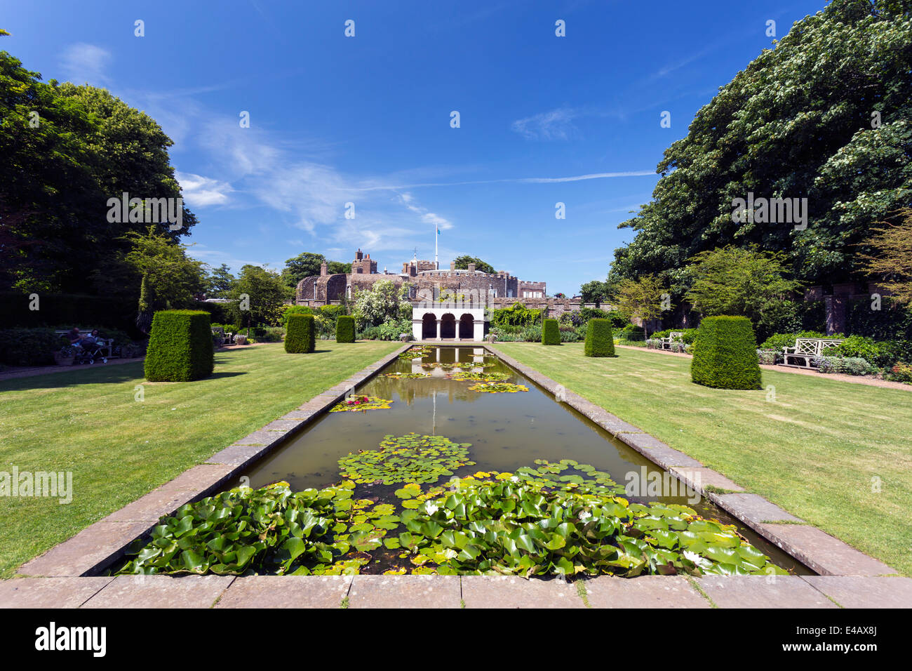 Pond and Rose Garden in Walmer Castle Official Residence of the Lord Warden of the Cinque Ports Stock Photo