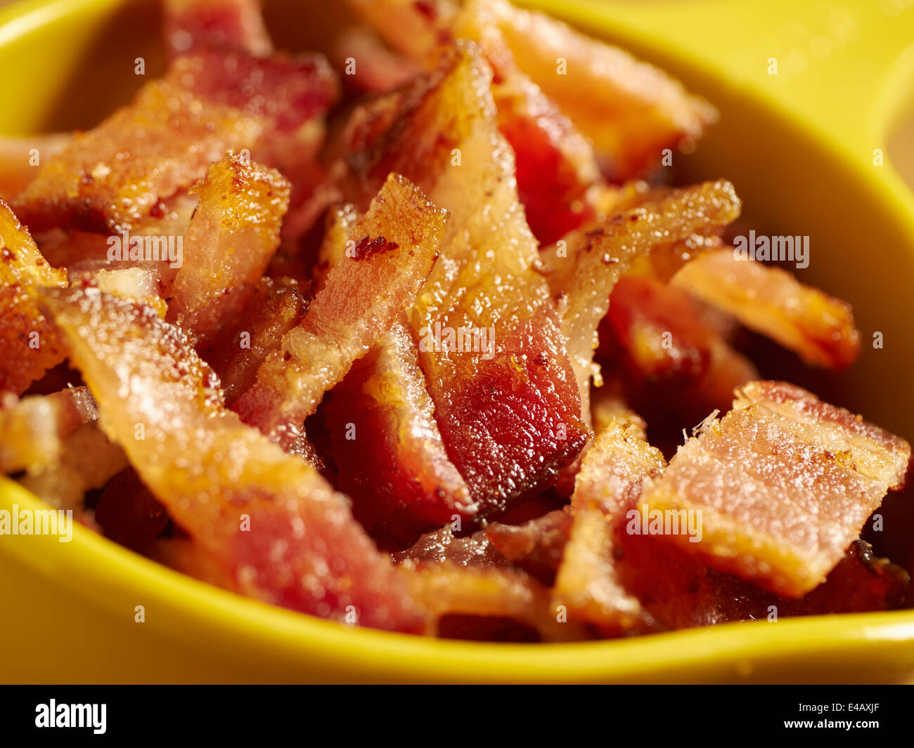 cup of chopped cooked bacon Stock Photo Alamy