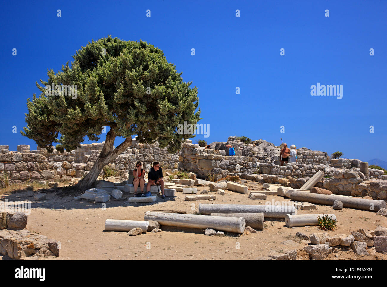 Ruins of an Early Christian Basilica at Agios Stephanos, Kefalos bay, Kos island, Dodecanese, Aegean sea, Greece. Stock Photo