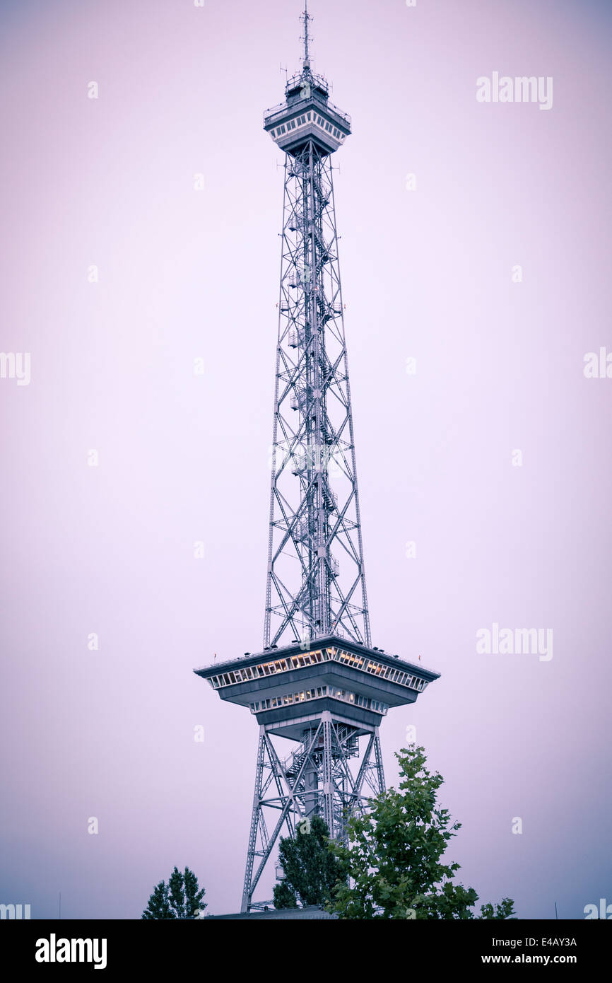 vintage evening shoot of the funkturm, berlin germany. Stock Photo
