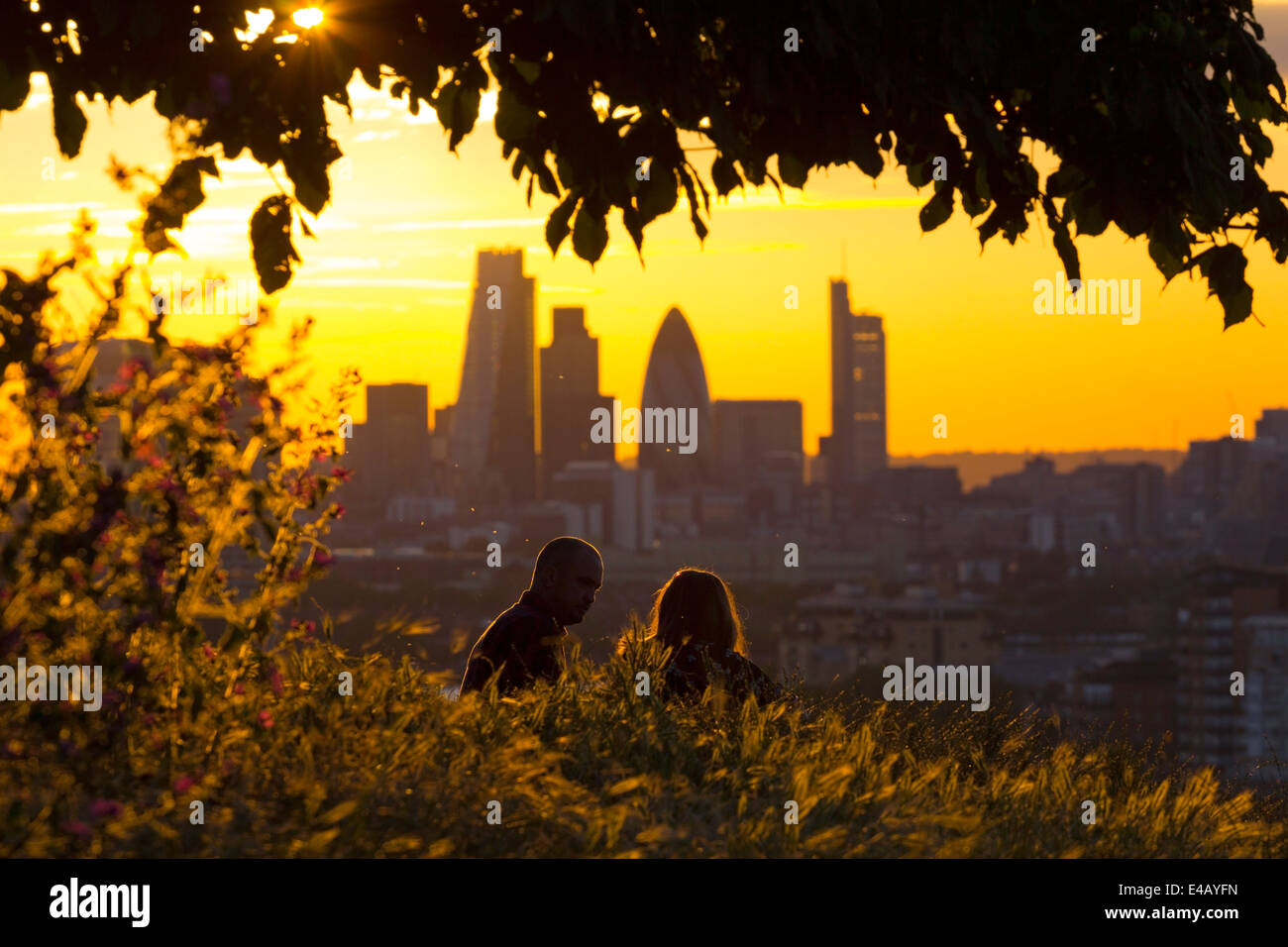 View from Greenwich Park towards City of London. Stock Photo