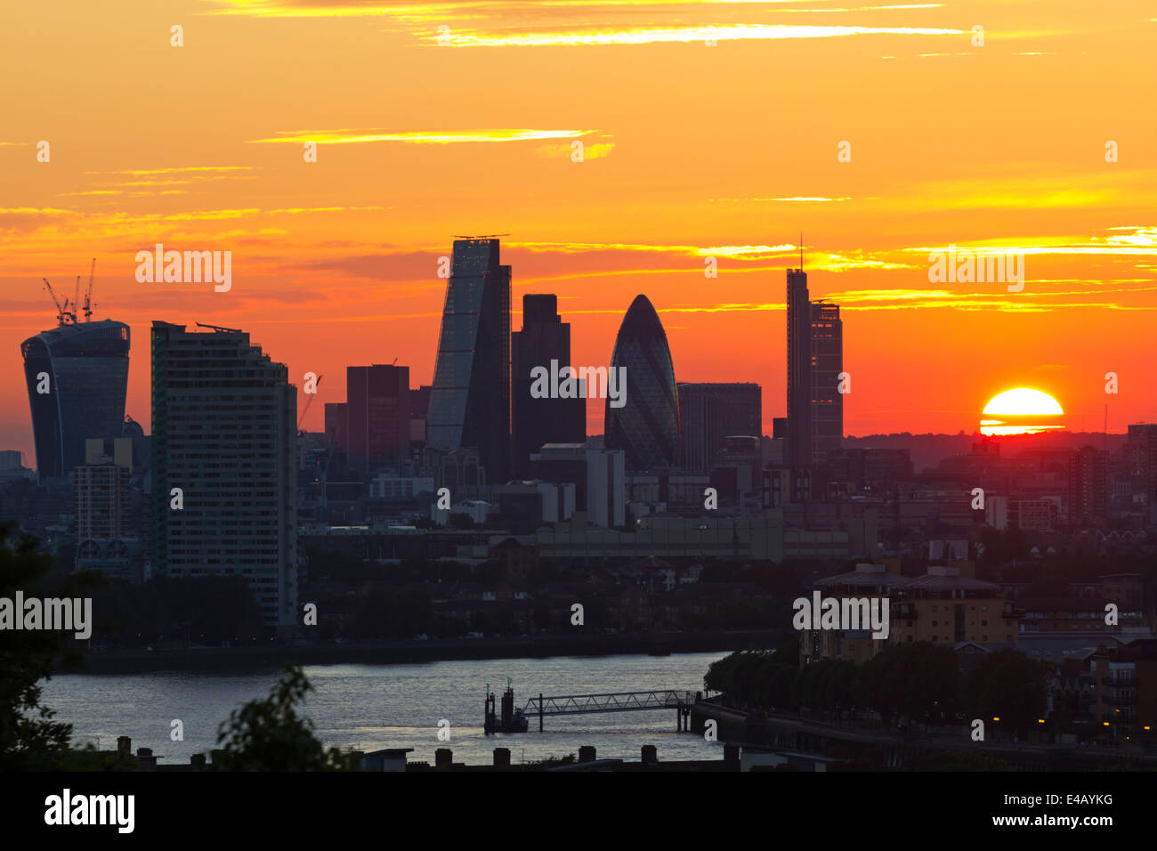 City of London viewed from Greenwich Park. Stock Photo