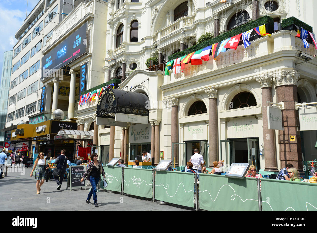 Queen's House & Empire Theatre, Leicester Square, West End, City of Westminster, Greater London, United Kingdom Stock Photo