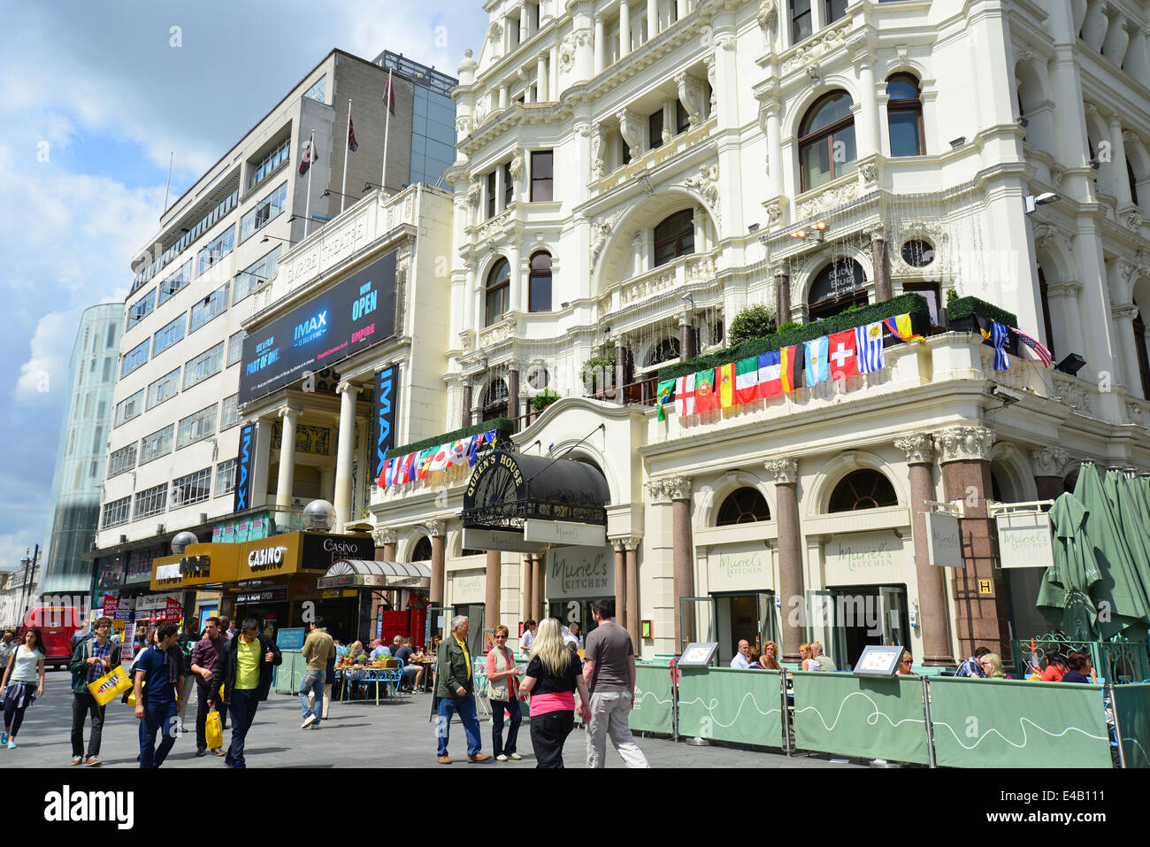 Queen's House & Empire Theatre, Leicester Square, West End, City of Westminster, London, United Kingdom Stock Photo