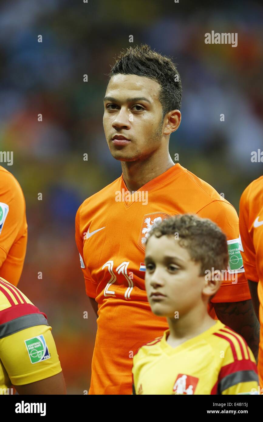 Salvador, Brazil. 5th July, 2014. Memphis Depay (NED) Football/Soccer : FIFA World Cup Brazil 2014 quarter-finals match between Netherlands 0(4-3)0 Costa Rica at Arena Fonte Nova stadium in Salvador, Brazil . Credit:  AFLO/Alamy Live News Stock Photo