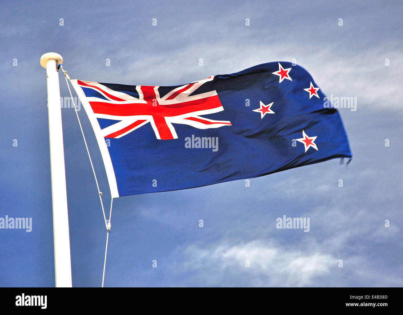 New Zealand flag, The Museum of New Zealand Te Papa Tongarewa, Cable Street, Wellington, Wellington Region, New Zealand Stock Photo
