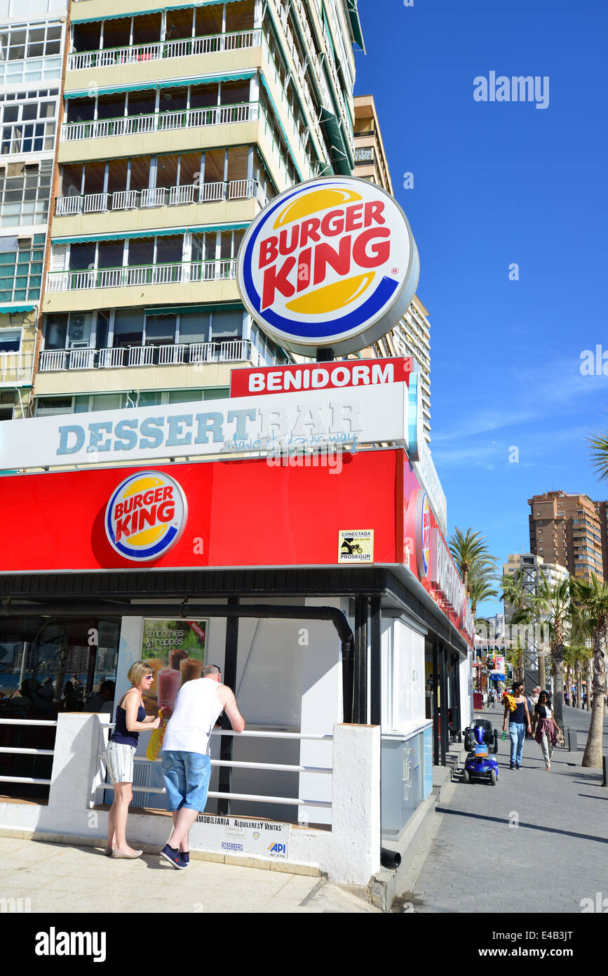 Burger King restaurant, Playa de Levante, Benidorm, Costa Blanca, Alicante Province, Kingdom of Spain Stock Photo
